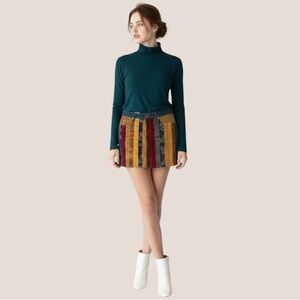NWT Gypsy Jeans Vintage Y2K Colorful Denim Corduroy Stitch Patchwork Mini Skirt